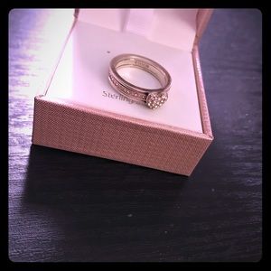 COACH Sterling silver diamond heart ring